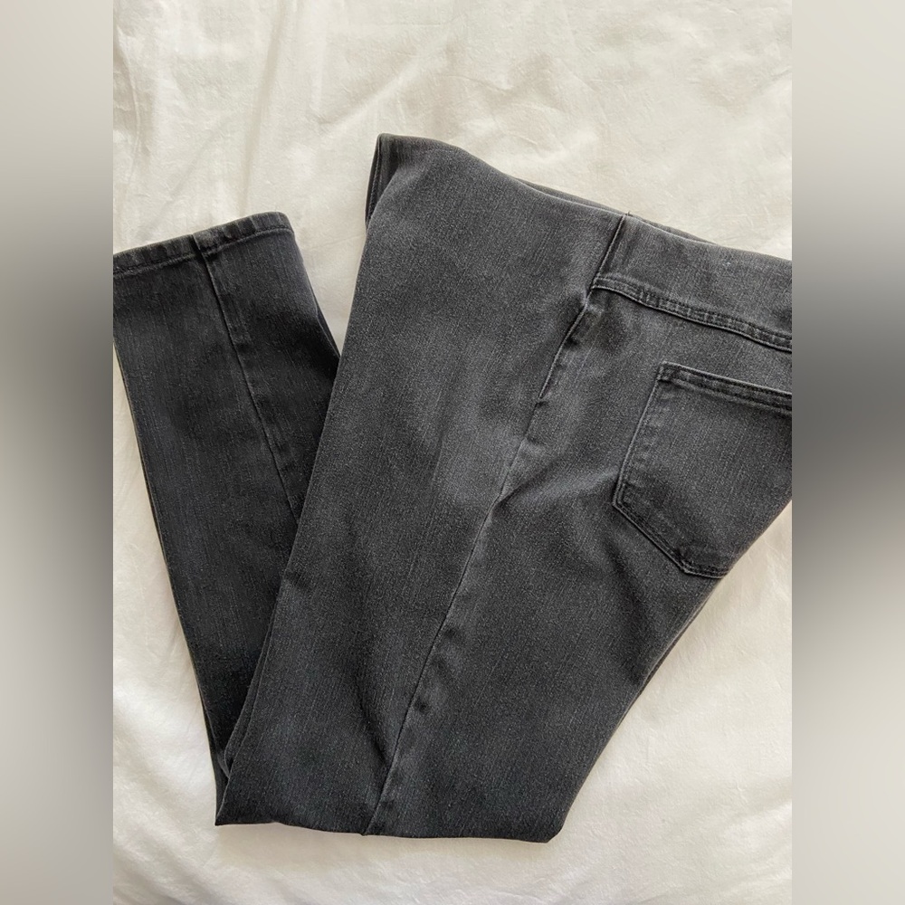 black jeans stretch petite medium flat front elastic waist 101206 012020